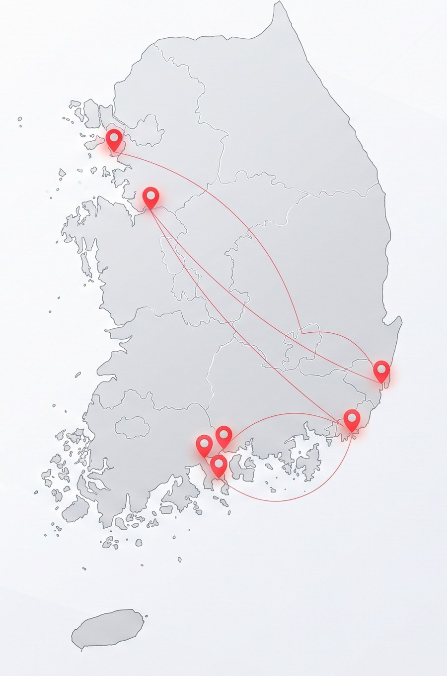 Map of SMC service ports across South Korea